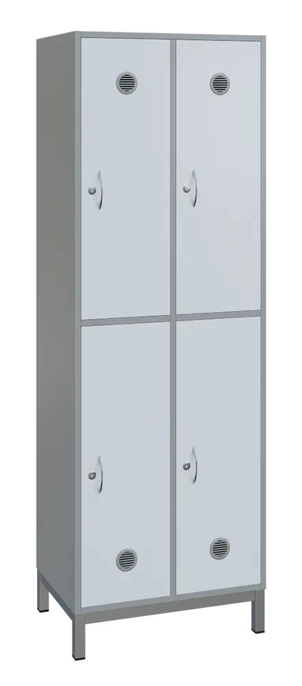 SBS-2222 šatní skříň 4-boxová, 1800x600x400 mm, kovové nohy, korpus šedý, dvířka bílá